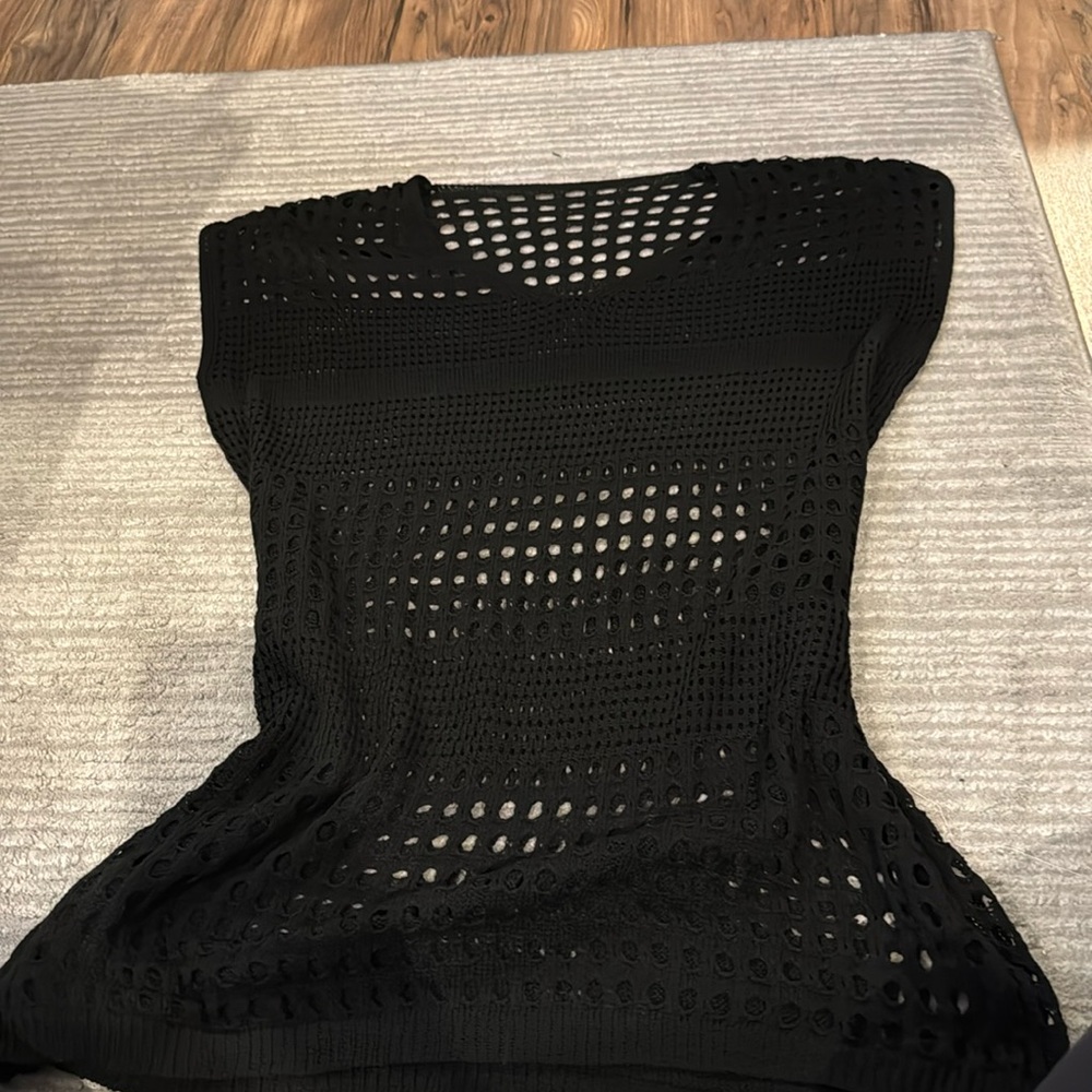 Sleeveless black bathing suit cover up, size Small